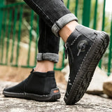 Leather Casual Shoes For Men Sneakers Men Flat Footwear Zipper Leather Boots Men MartLion   