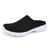 Men's Summer Mesh Casual Shoes Breathable Half-pack Slippers Women Flat Walking Outdoor Luxury Sandals MartLion Black 35 