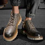 Leather Men Boots Cow Leather Upper Durable Sole Lace up Winter Boots Leisure Outdoor Shoes For Man MartLion