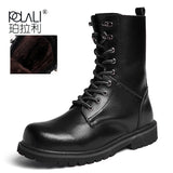 100% Genuine Leather Men's Boots Breathable High Top Shoes Outdoor Casual Winter Autumn Snow Homme MartLion hsd2601jm-heise 12 