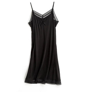 Summer  Lace Silk Nightgown Women V-neck Sleeveless Short Mulberry Silk Thin Slip Underdress MartLion   