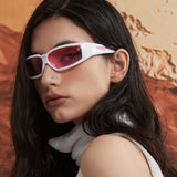 Y2K Pink Sunglasses Women Red Hollowed Out Future Sense of Technology Net Red Trendy Men's Eyewear MartLion   