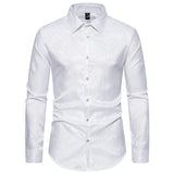Men's Dress Shirts Long Sleeve Regualr Fit Casual Button Down Shirts Wrinkle-Free Casual Collar Shirt MartLion White S 
