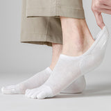 3 Pairs Men's Open Toe Sweat-absorbing Boat Socks Cotton Breathable Invisible Ankle Short Socks Elastic Finger Mart Lion   
