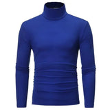 Men's Thermal Underwear Tops Autumn Thermal Shirt Clothes Men's Tights High Neck Thin Slim Fit Long Sleeve T-shirt MartLion Blue S 