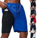 Men's Running Shorts Summer Sportswear 2 in 1 Sport Shorts Gym Fitness Double Deck Clothing Training Jogging Short Pants Mart Lion   