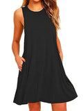 Women Black White Summer Dress Polyester Short Sleeve O-Neck Tops Casual Loose Dress Female MartLion black XXL 