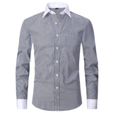 Men's Long-Sleeved Shirt, Cufflinks Striped White Collar Shirt, Striped French Shirt MartLion FS13 6XL - fits 100-110kg 