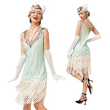 Vintage Dress Beaded Sequin 30S Flapper Dresses Prom Wedding Women Vintage V Neck Beaded Fringed Tassels MartLion   