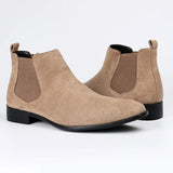 Men's frosted suede Chelsea Boots square toe autumn shoes with stylish MartLion   