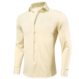 Hi-Tie Orange Silk Men's Shirts Solid Formal Lapel Long Sleeve Blouse Suit Shirt for Wedding Breathable MartLion CY-1630 S 