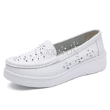 Women Flat Shoes Summer Tendon Bottom Women Loafers Lightweight Slip on White Casual Sports Shoes Hollow MartLion