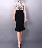 Female Lotus Leaf Pack Hip Fish Skirt Waist Stretch One Step Skirt MartLion   