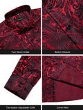 Luxury Men's Long Sleeve Shirts Red Green Blue Paisley Wedding Prom Party Casual Social Shirts Blouse Slim Fit Men's Clothing MartLion   