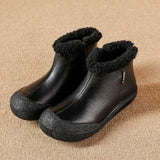 Leather Warm Cotton Boots  Boots Soft Botton  Surface Winter Thick Sole Mother Shoes MartLion xt00812-Black 36 