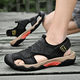  Genuine Leather Casual Sandals Shoes Men's Outdoor Walking Slippers Hiking Shoes Breathable Summer MartLion - Mart Lion