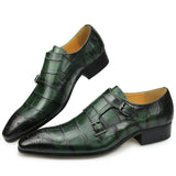 Genuine Leather Shoes Men's Workplace Low Top Dress Suit Leather Crocodile Pattern Leather MartLion   