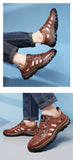 Dad Shoes Casual Soft Soled Elderly Outdoor Sports Men's Formal Wear Hollowed Out Black Leather Shoes Sandals Mart Lion   