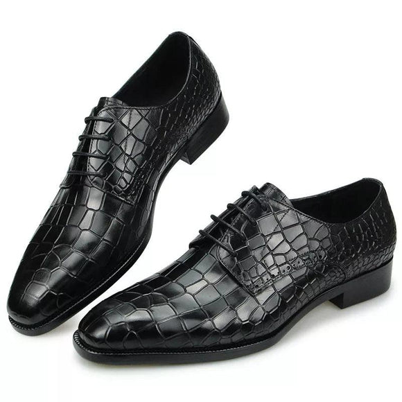 Men's Genuine Leather Shoes Dress Party Alligator Printing Luxury Zapatos De Hombre Genuine Leather MartLion   