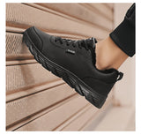 Casual Leather Cotton Shoes Classic Waterproof Ankle Non-Slip Walking Men's Warm Furry Sneaker MartLion   