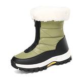 Winter Women's Snow Boots Non-slip Outdoor Waterproof Keep Warm Zipper Cotton MartLion Green 42 insole 26.0cm 