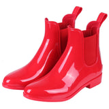 Crestar Women Chelsea Rain Boots Basic Shiny Ankle Waterproof Shoes with Elastic Band Non-slip MartLion Glossy Red1 36-foot 22cm 