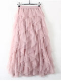 Skirt Women Cute Pink Waist Pleated Skirt Mesh Female Lady MartLion Pink One Size 