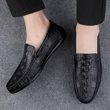 Super Soft Men's Moccasins Slip On Loafers Flats Casual Footwear Crocodile Microfiber Leather Shoes Mart Lion   