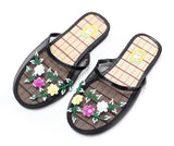 Summer Casual Hollow Out Mesh Slippers Women House Slippers Sequin Flower Home Flat Shoes Lady Sandals Flip Flops Indoor Slipper Mart Lion Black 36 