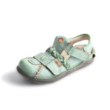 Women's Braided Closed-Toe Leather Sandal MartLion Green 41 