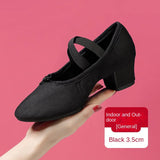 Adult Jazz Ballroom Canvas Dance Shoes Women Teacher Soft Sole Latin Modern Dance Standard Practice MartLion Black 3.5cm HEEL 38 