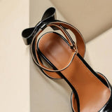 Women Sandals Square Toe Thin Heel Buckle Strap Bowknot Elegant Dating Female Shoes MartLion   