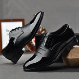 Retro Classic Dress Shoes Black Leather Oxfords Casual Men's Wedding Party Office Formal Work Mart Lion   