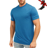 100% Merino Wool T Shirt Men's Base Layer Merino T shirt 180G Everyday Undershirt Wicking Breathable Anti-Odor + Hiking Socks MartLion Blue USA Size XXL 