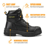 Steel Toe Work Boots Men's 6 Inch Full Grain Leather Electrical Insulation Non-Slip Impact Resistance MartLion   