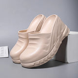 Women's Slippers Summer Thick Bottom Ladies Flip Flop Sandals Wedge Heel Open Toe Mules Shoes High 8cm MartLion mules Beige 34 