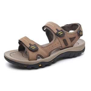 Summer Hook Loop Open Toe Sandals For Men's Outdoor Trekking Beach Shoes Non-Slip MartLion Khaki 48 