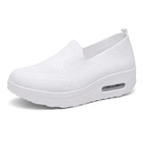 Women Flat Sneakers Comfy Light Thick Sole Breathable Mesh Female Shoes Slip-On Durable Spring Stylish Trend Leisure Flats MartLion white 35 
