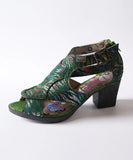 Summer Women's Printed Unique High-heeled Sandals MartLion green 36 