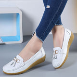 Summer Spring Slip On Flats Shoes Women Flat Casual Ladies Mocassin Femme Moccasins Breathable Zapatos Planos Mart Lion White 37 