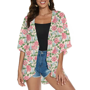 Summer Long Flowy Cover Up Tops Coat Outwear Blouse Bohemian Bikini Hawaii Chiffon Shirt Beach Party MartLion KWDTD2409128 L 