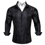 Designer Silk Shirts Men's Blue Gold Green Red White Black Paisley Embroidered Slim Fit Blouses Casual Long Sleeve MartLion 0487 S 