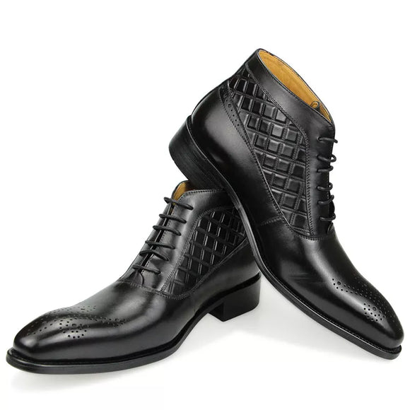 Men's Ankle Boots Oxford Dress Boot Genuine Leather Formal Wedding Lace-up Casual Shoes MartLion   