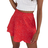 Women’s Floral Printed Fresh Waist Straight A-line Short Skirt Bohemian Streetwear Slimming Mini Dress MartLion Red L 