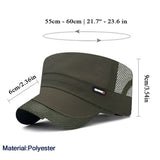 Quick Dry Military Hats Unisex Summer Flat Top Hat Women Outdoor Army Cap Men's Adjustable Baseball Caps Mesh Hat Trucker MartLion A-army green  