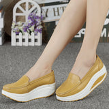 Women's shoes Genuine leather nurse shoes rocking platform casual slope heel work MartLion   