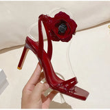 Ins style Plastic Flowers Women Sandals Concise High heels Gladiator Summer Ladies Party Prom Shoes MartLion   