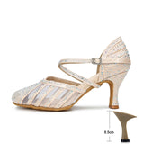 High-grade Latin Dance Shoes for Women Diamond Summer Jazz Modern Indoor Soft Bottom High Heels Girl Sandals MartLion Golden heel 8.5cm 36 