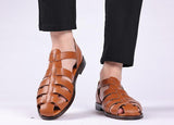 Men's Leather Sandals Trendy Summer Roman Shoes Casual Soft Beach Footwear Flats Mart Lion   