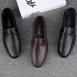 Spring Luxury Brand Loafers Shoes Men's Classic Genuine Leather Slip-On Driving Pattern Casual Moccasins Office MartLion   